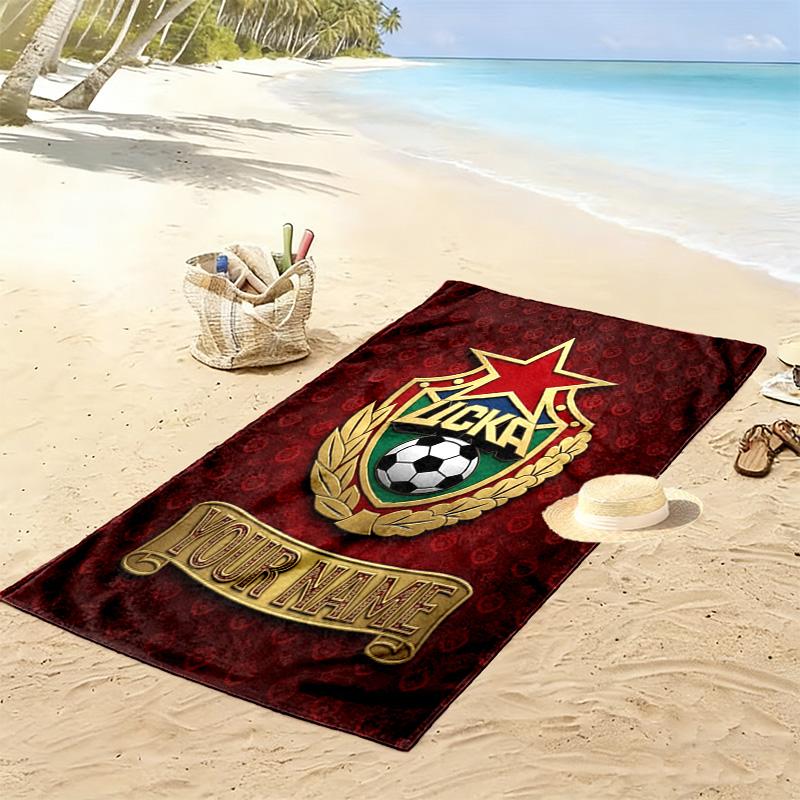 Name Custom PFC CSKA Moscow Logo Print Beach Towel, Large Soft Quick Dry Towel for Beach Camping Swimming