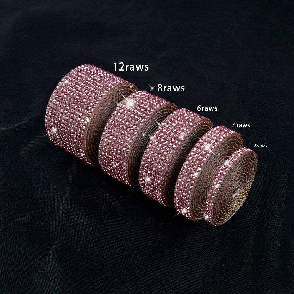 

Self Adhesive Crystal Rhinestone Sticker Diamond Ribbon DIY Sticker Rhinestones for Arts Crafts Car Phone Present Bag Decoration 2raws розовый