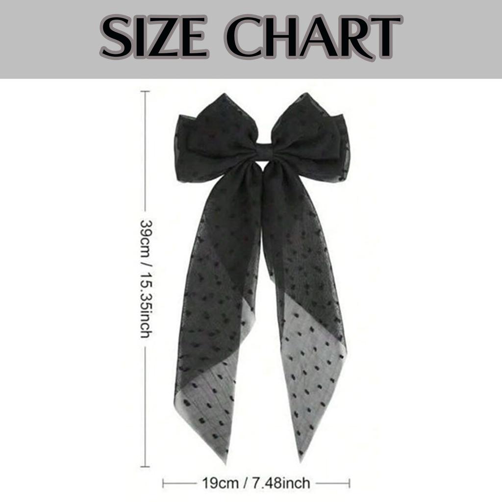 Pink Polka Dot Sheer Big Ribbon Barrette, Ribbon Clip, Lolita, Dreamy Cute, Gothic Lolita Hair Clip, Hairpin, Hair Accessory [Used]