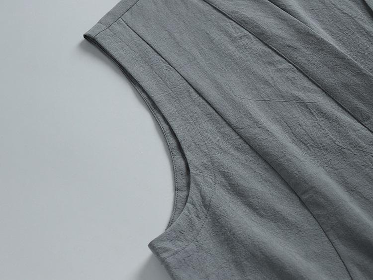 Men's Sleeveless Summer Linen Vest - Chinese Style Retro Tang Suit Waistcoat with Frog Button