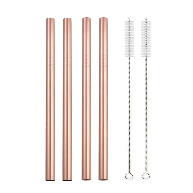 12mm Boba Metal Straw Eco-friendly 304 Stainless Steel Straws Set Reusable Drinking Straw for Bubble Tea Milkshake Bar Accessory