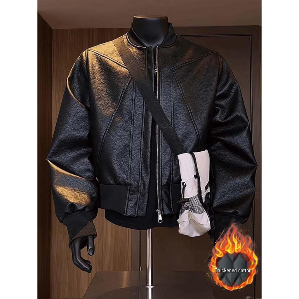 Veste de Moto Rétro en Cuir PU pour Homme - Design de Niche Américain, Haut de Gamme, Coupe Ajustée, Cool.