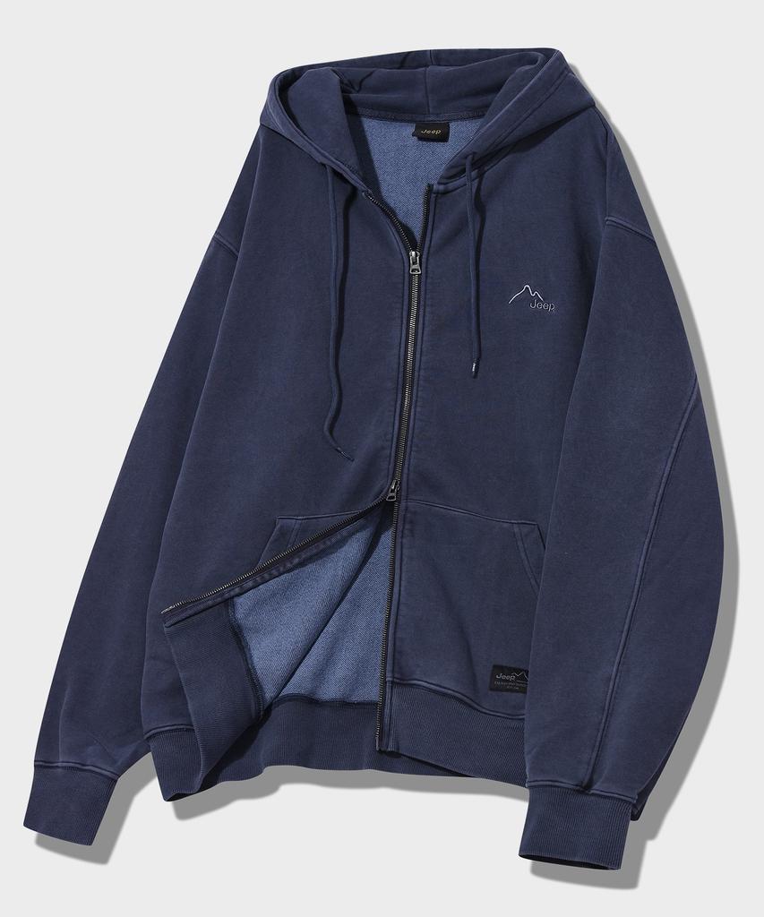 Sudadera con capucha Jeep [330G] Pigmentada con Cremallera y Logo en la Capucha (Jq5Tzu612Na)