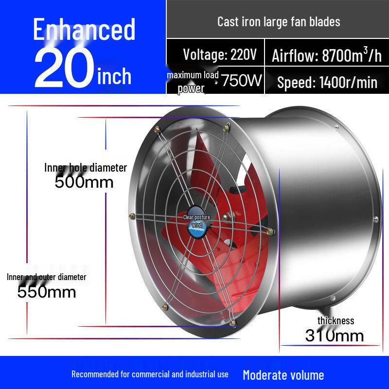 Powerful Silent High-Speed Axial Flow Kitchen Exhaust Fan for Oil Fume
