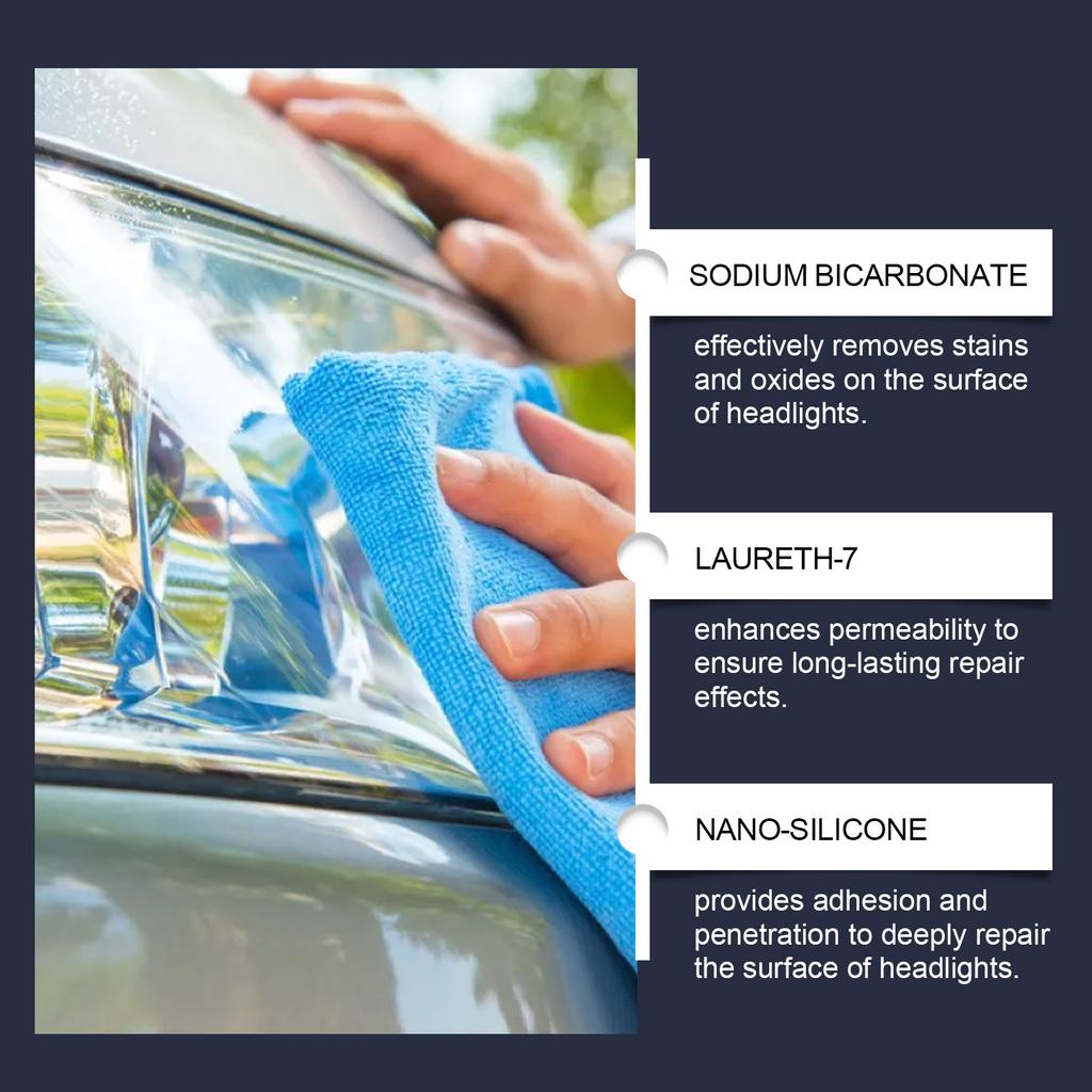 Tekutina na opravu světlometů automobilu Inovativní lešticí prostředek na opravu světlometů, čistič, restaurátor, okamžitě odstraňuje oxidační nečistoty a závoj