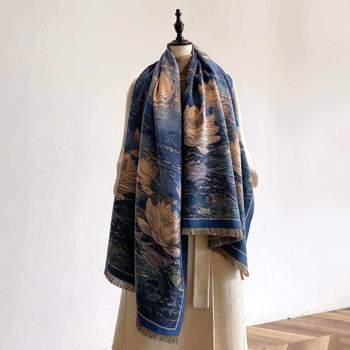 

Luxury Women Winter Imitation Cashmere Shawl Thick, Warm Jacquard Scarf, High Quality Two Sided Pashmina Wrap For Ladies By