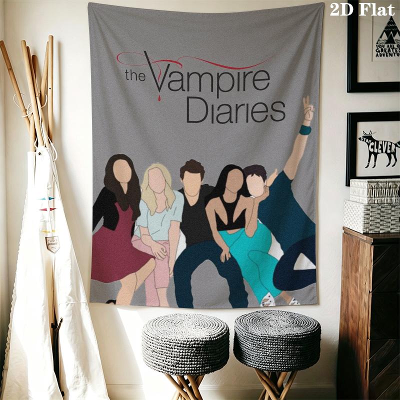 The Vampire Diaries Wall Tapestry Aesthetic Wall Hanging Printed Fabric Blanket Decorative Tapestries for Bedroom Living Room Home Decor