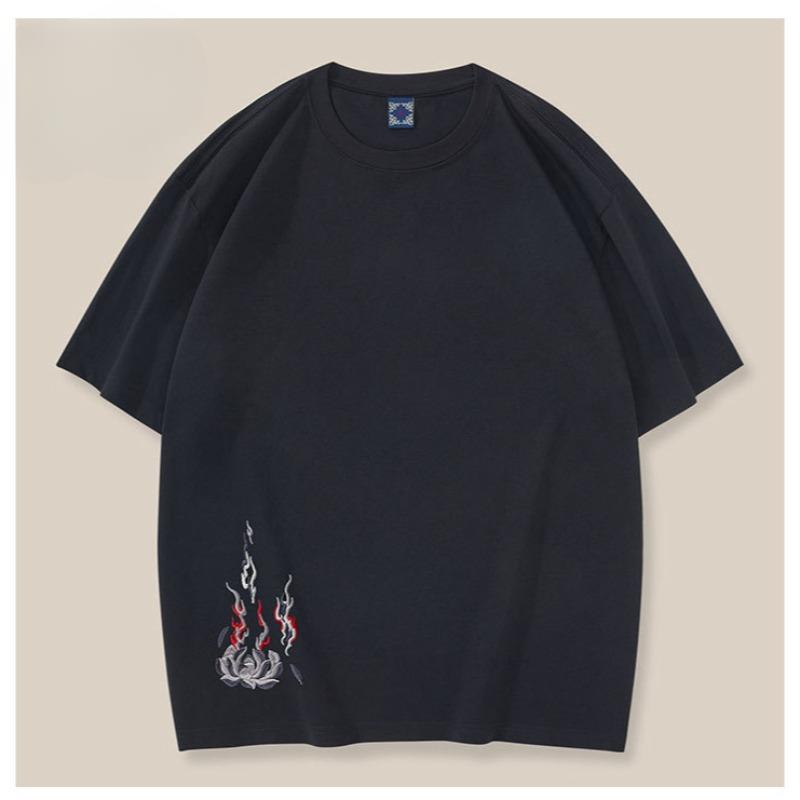 Tung Industri Broderi Fenix Lös Stor Bomull Kortärmad T-shirts Herr