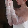 Rüschenhandschuh, eleganter Armstulpen, schlichter Langarm, dekorativer Tüll für Hochzeiten, transparente Handschuhe