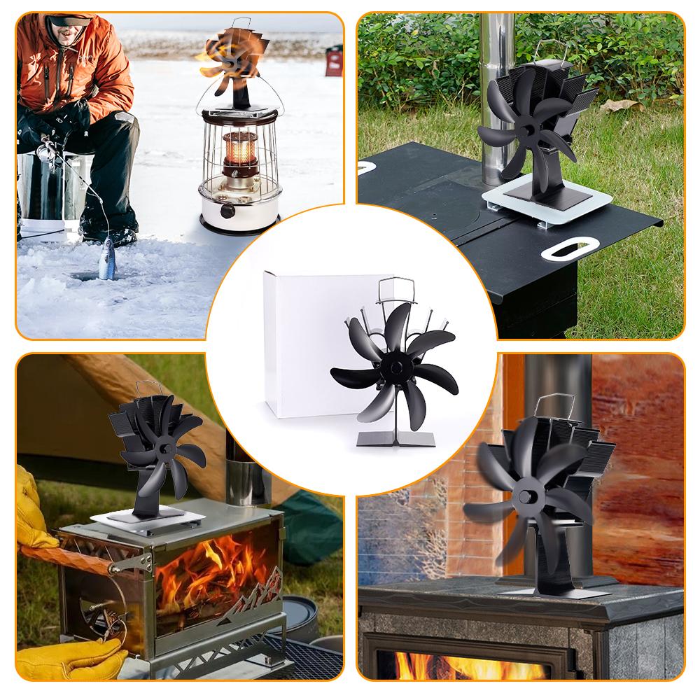 7 Blades Stove Fan Heat Powered Fireplace Fan Log Wood Burner Eco-Fan Quiet Home Hot Air Warm Efficient Heat Distribution