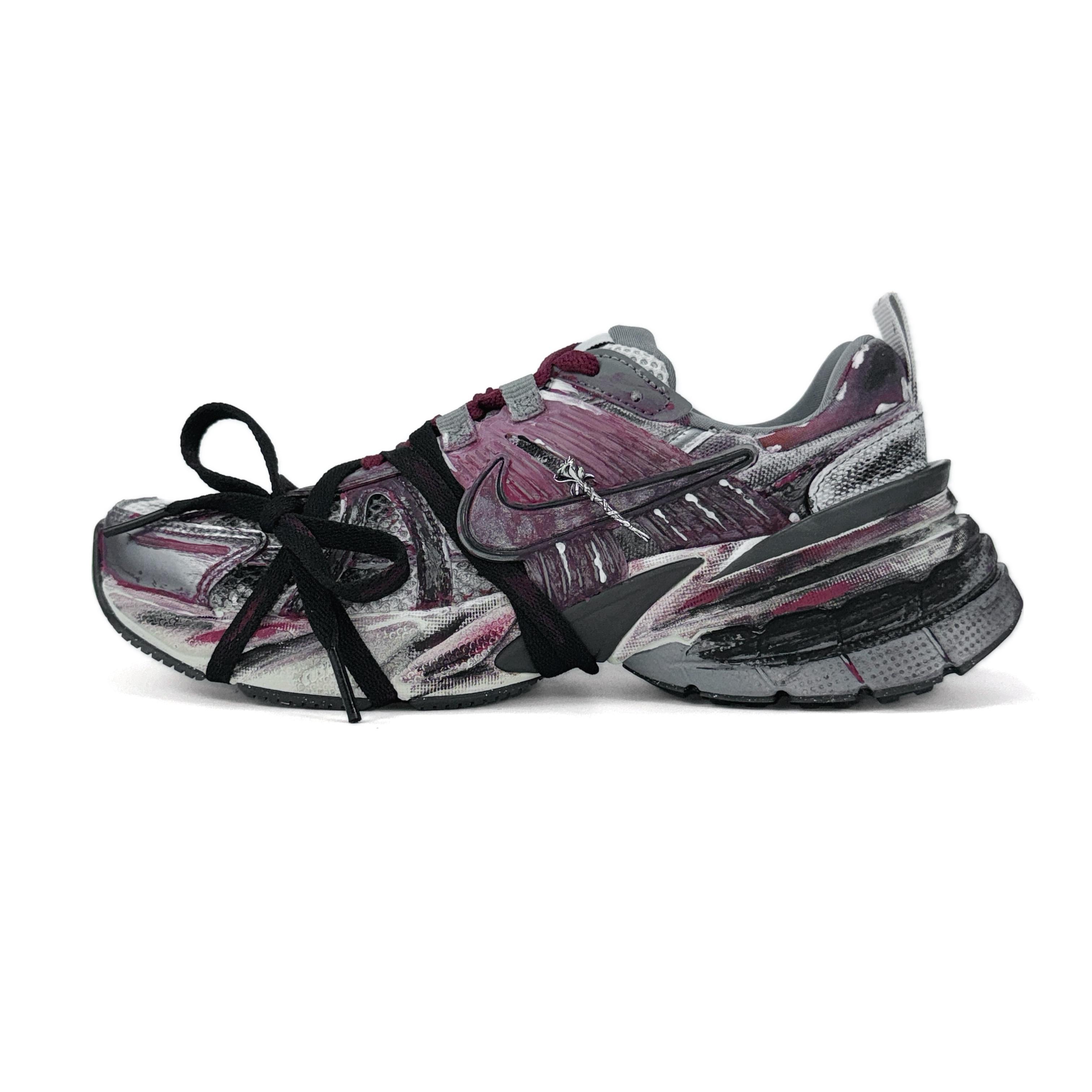 

Nike V2K Run Cushioning Slip Resistant Low top Running Shoes Women s Black Burgundy FD0736-003(Team405-1) 36.5
