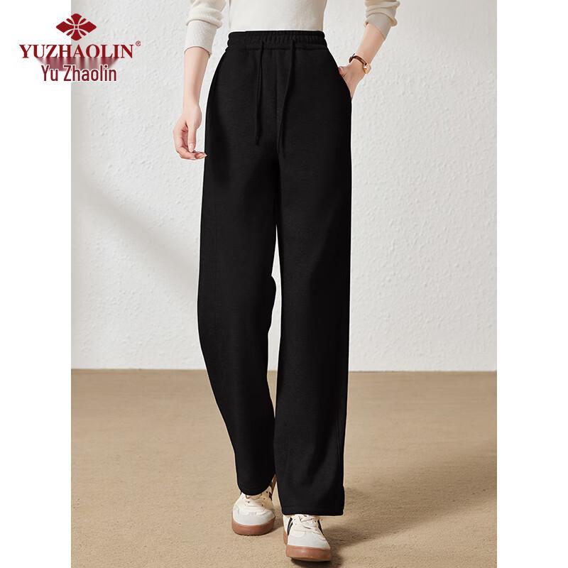 YUZHAOLIN Women's Fleece-Lined High-Waist Straight-Leg Casual Pants