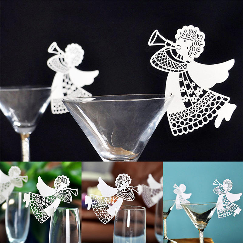 Hot Flying Angel Name Place Card For Wedding Party Table Wine Glass Decoration