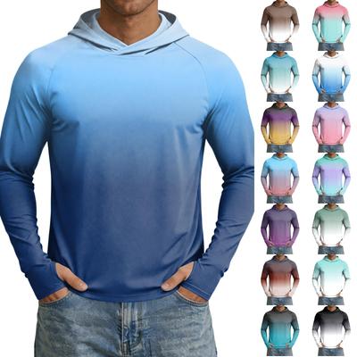 Men's 50 Plus Sun Hoodie Long Sleeve Lightweight Stretch Quick Dry Hooded Shirt for Outdoor Activities