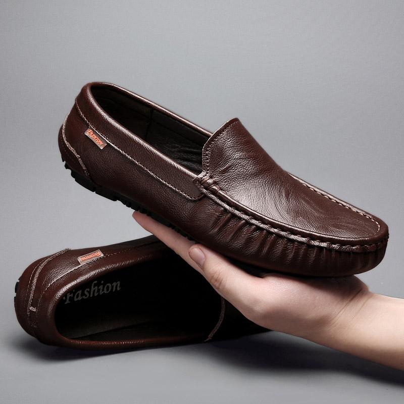 Genuine Leather Men Shoes Casual Luxury Brand Slip On Summer Designer Loafers Men Moccasins Breathable Italian Men Driving Shoes