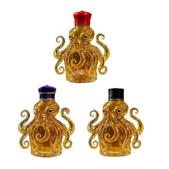 Caraffa in Vetro Polpo, Bottiglia per Whiskey Soffiata a Mano a Forma di Calamaro, Dispenser per Liquori Animale 3D per Home Bar, Regalo Unico per Uomini Papà