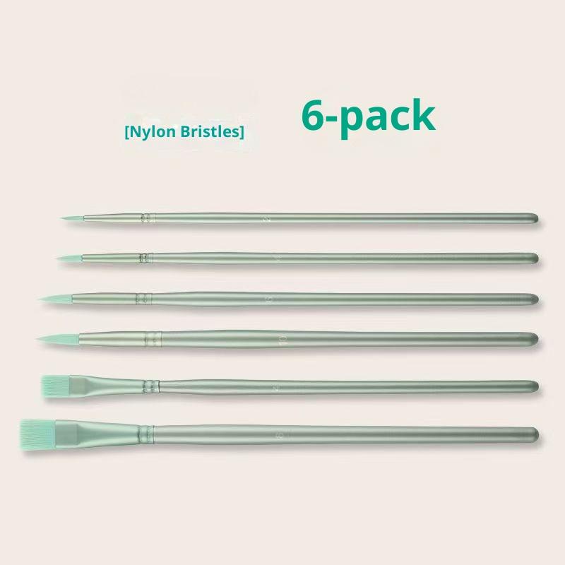 Nylon Bristle Wooden Handle Pointed And Flat Watercolor Paintbrush Set For Art, Acrylic, Gouache, And Oil Painting