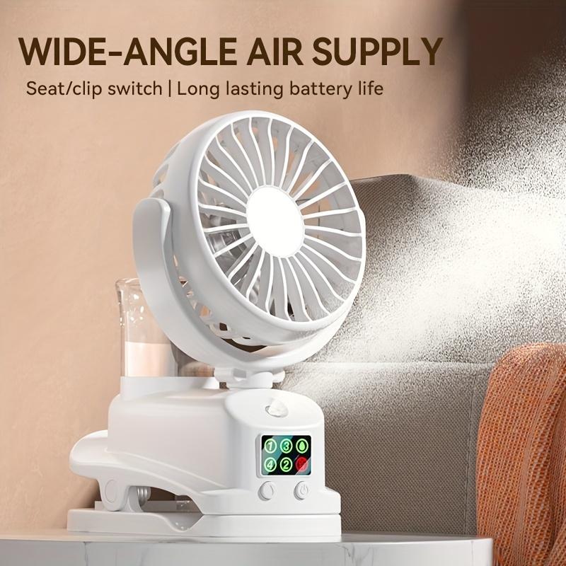Spray Electric Fan Portable 4-Speed Clip Fan 360° Rotating with Clip Base Multi-function Humidifier Office Home Small Fan 2025