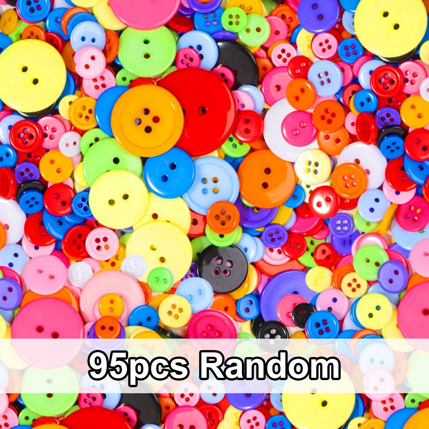 

95Pcs Colorful Round Plastic Buttons, 0.7-2.5cm Assorted Sizes for DIY Crafts Sewing Knitting, ZSY