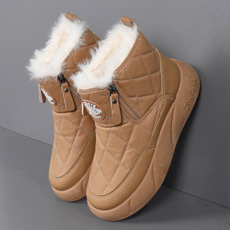 34-42 Women's Winter Plus Size Fashionable Double Zipper Thick Soled High Top Cotton Shoes Women's Snow Boots