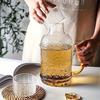 1 stuks Glazen Kan Met Bekerdeksel Hittebestendig Glas Zware Waterkan Vintage Drankkaraf Voor Warme En Koude Dranken Drinkgerei