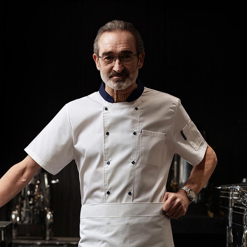 Men Women Uniform Short Sleeve Cooking Clothes Breathable Work Wear Chef Coat Jacket for Kitchen,