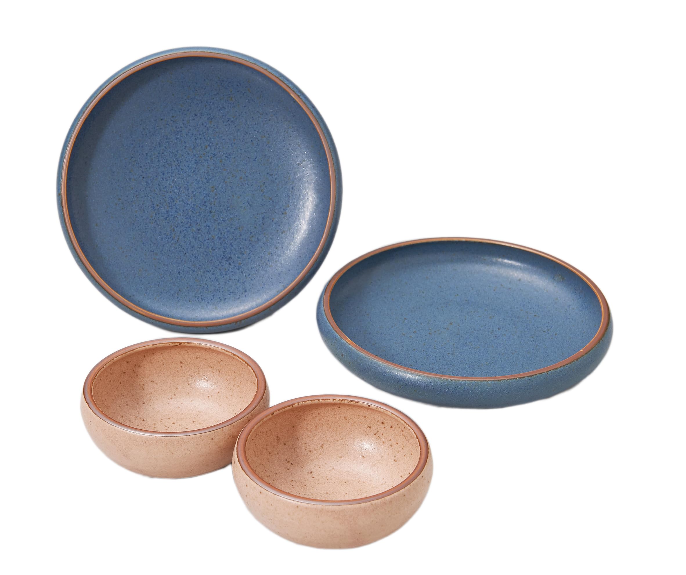 

Easy-to-scoop plates and bowls, pair set for two, 17cm plate and 10cm bowl, dishwasher and microwave safe, Rakusuku UD, Made in Japan, 6816-01