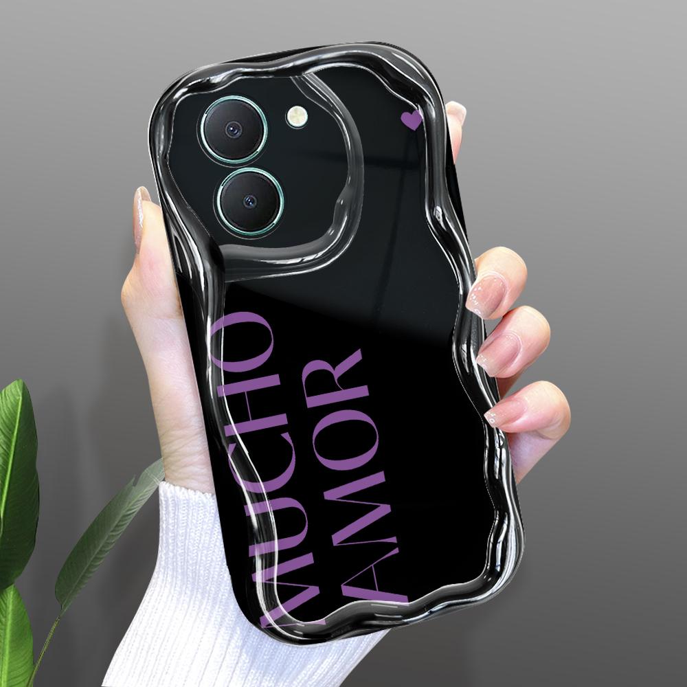 

Милый мультяшный узор, кремовая текстура, мягкий силиконовый чехол с волнистыми краями, чехол для телефона для Vivo Vivo V40 5G чёрный