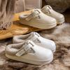 Waterproof cotton slippers Home autumn and winter velvet cotton shoes Indoor and outdoor cotton towing belt buckle Warm platform shoes