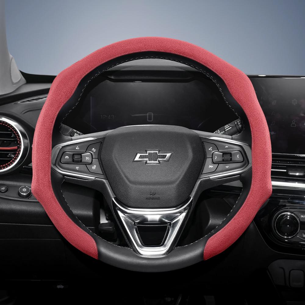 Suitable for Chevrolet Premium Suede Snap-On Steering Wheel Cover, Non-Slip and Durable, Round and D-Shaped Steering Wheel Available Cruze Spark Capti