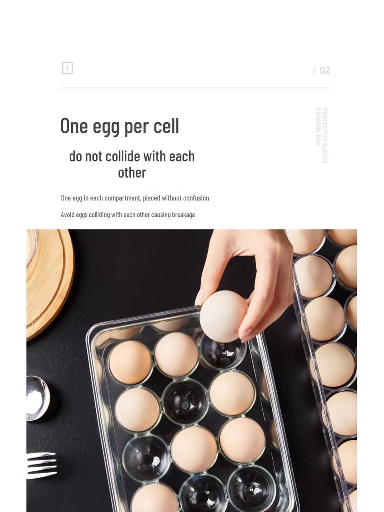 Kylskåpsäggförvaringslåda med lock, Förseglad genomskinlig bricka av livsmedelsgodkänt material för att hålla maten färsk.