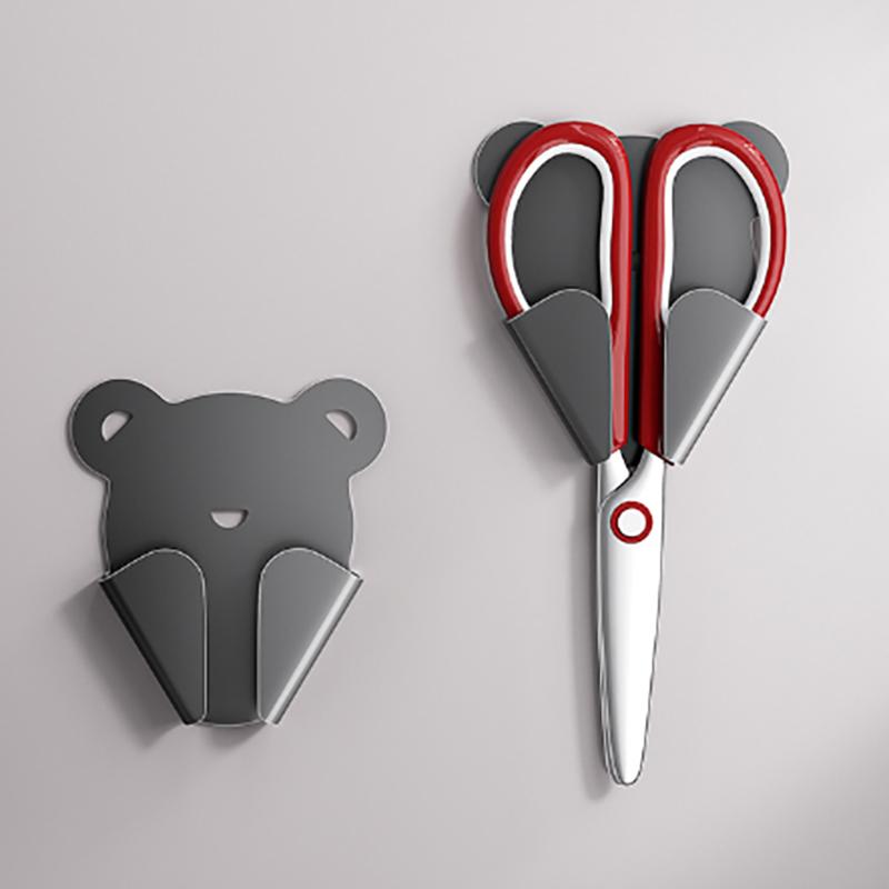 Wall Mounted Scissor Storage Rack Punch-Free Practical Scissor Holder Self-Adhesive Scissor Display Shelf Kitchen Supplies