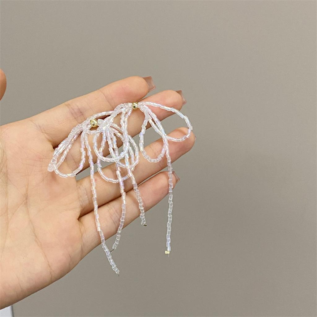 Fashion Dangle Earrings Elegant Exquisited Beaded Bowknot Drop Earrings Temperament Drop Earrings Woman Tassels Jewelry