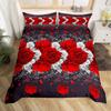 Red Rose Duvet Cover Set King Size for Girls Water Drops Bedding Set Romantic Rose Flowers 2/3pcs Comforter Cover for Couples