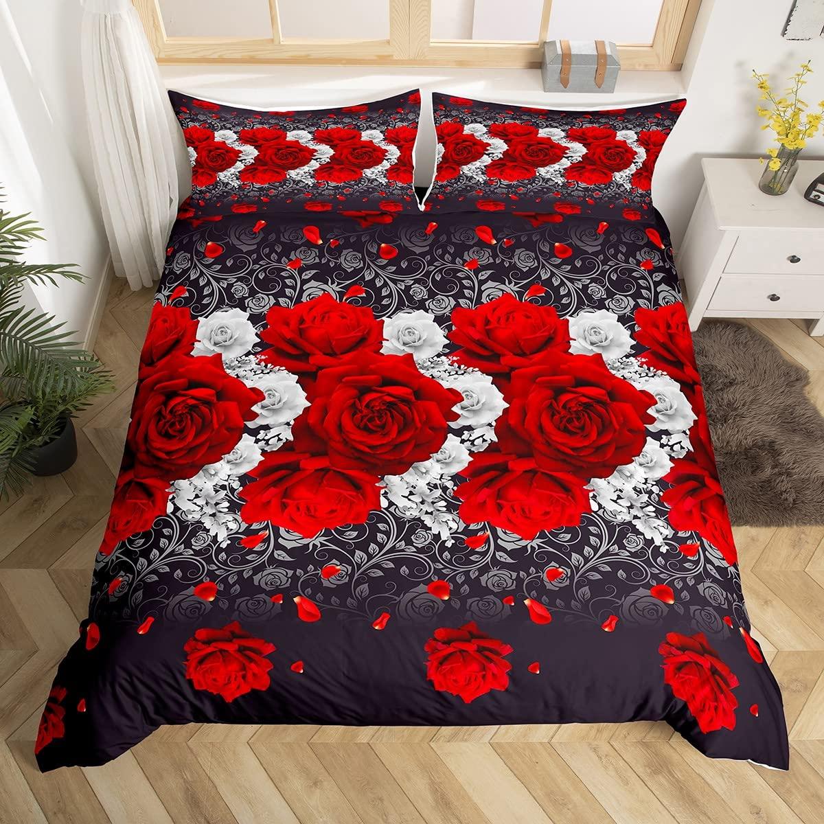 Комплект постельного белья с красными розами King Size для девочек Комплект постельного — фото 5