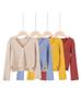 Women's Korean Style Long Sleeve Knit Cardigan: Autumn & Winter Short Sweater Coat, Solid Colors.
