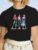 Three Woman Fashion Print T Shirt Harajuku 90s Ulzzang Black Tshirts Casual Round Neck Short Slee Top Tee Shirt,Drop Ship