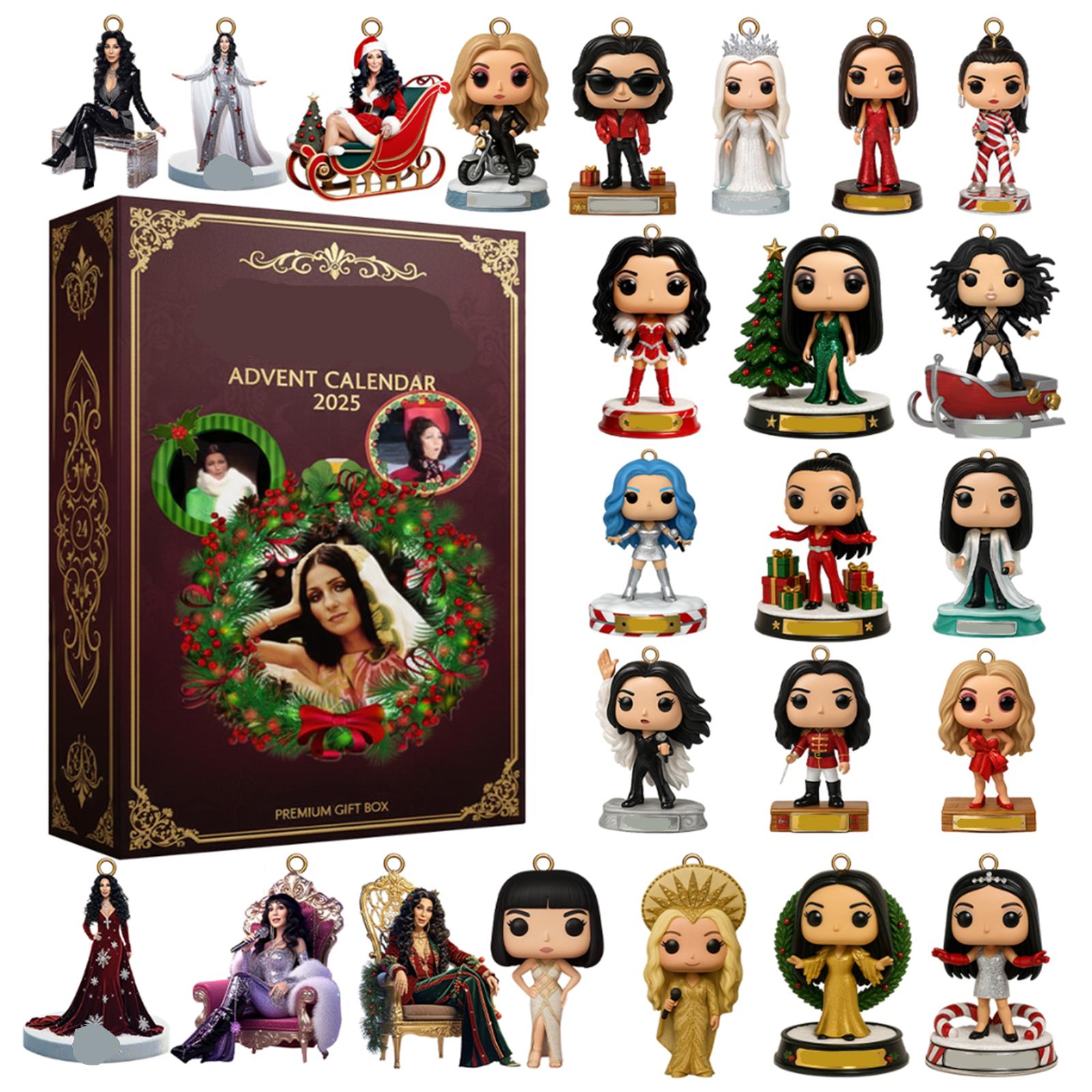 

2D Plane Box 24 Double-sided Printing Pendant Countdown Calendar 24-day Christmas Advent Calendar Acrylic Plane Pendant Blindbox One Size