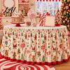 Wrinkle Free Table Cloth for Celebration Christmas Skirt 70.9×29.5 Inch Apron with Santa Gnome Reindeer Buffalo Reusable Cover Dining Plaid