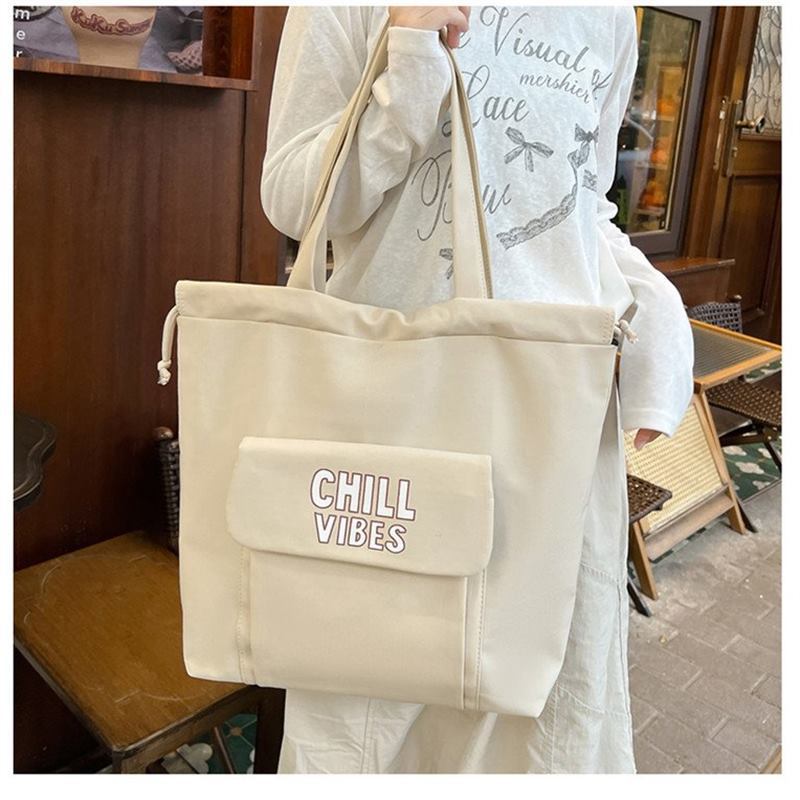 Bag New Women's 2025 Large Capacity Shoulder Bag Fashion Drawstring Bundle Bag Solid Color Casual Shopping Bag