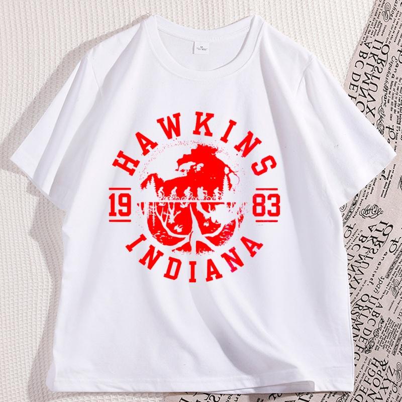 Hawkins 1983 Indiana Tričko pro Muže Ženy Vzhůru nohama Tričko Milovník Filmů Tričko Ležérní Kulatý Výstřih Bavlna Krátký Rukáv