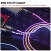 FONKEN 3 In 1 6A 66W Fast Charging Cable USB To Type-C Micro USB Lightning Charger Cable RGB Colorful Glow QData Cord