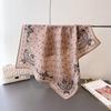 Cashew Flower Herringbone Pattern Cotton Linen Small Square Scarf Silk Imitation Velvet Shawl Sun Protection Women's