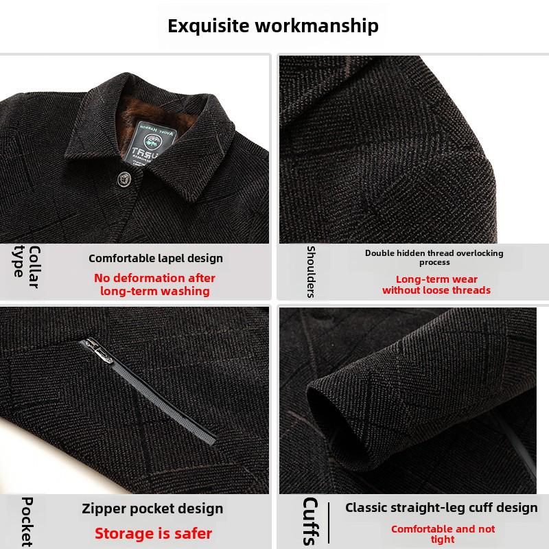Woodpecker Dad Winter Coat Set: Warm Fleece-Lined Jacket for Middle-Aged and Elderly Men