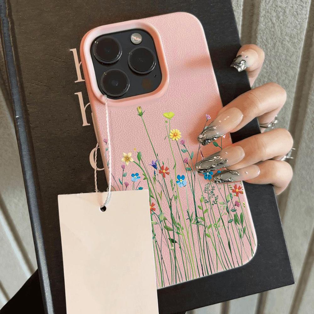 Lichee leather pattern Phone Case For HOT Cool Flower Lily Luxury iPhone 17 16e 16 15 14 13 12 11 Air Pro Max Plus X XR XSMax