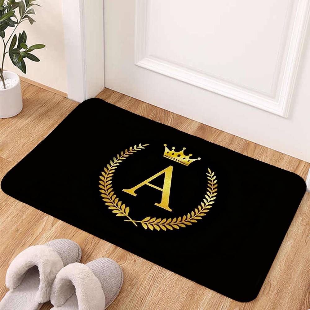 Black Golden Crown Letter Floor Mats Home Laundry Rug Carpet For Living Room Decor Lounge Area Anti-slip Entrance Doormat