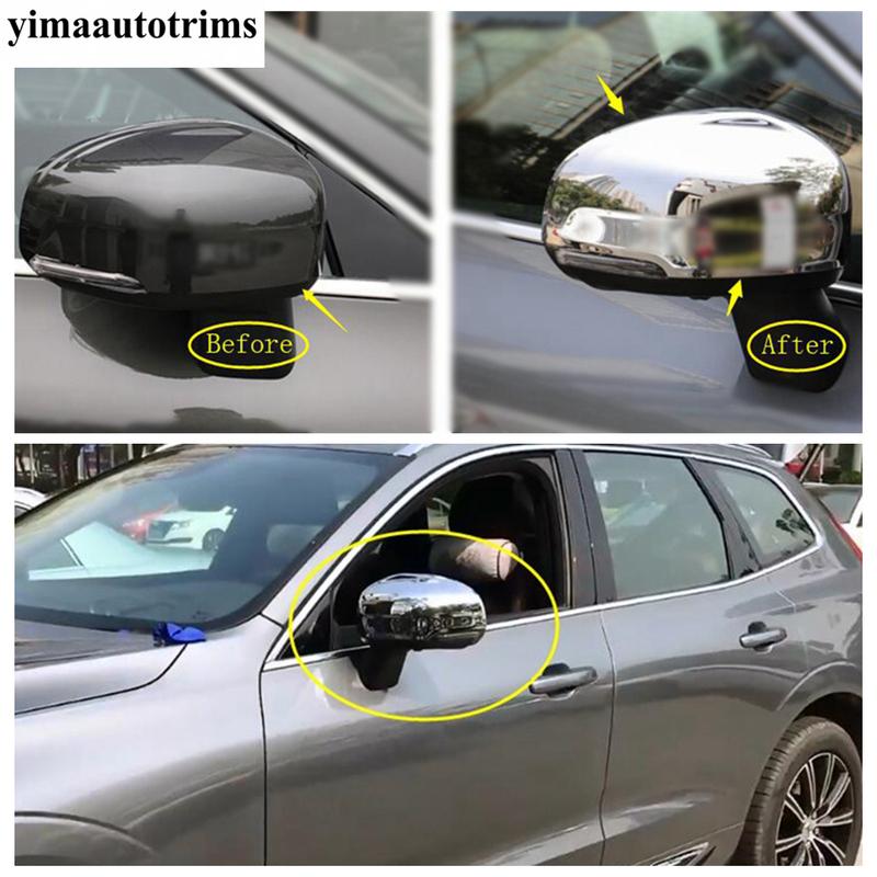 Rearview Mirror Shell Cap Decoration Cover Trim For VOLVO XC60 2018 - 2024 ABS Chrome / Carbon Fiber Accessories Exterior Kit