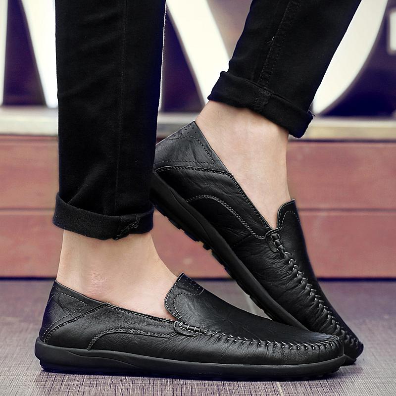 Leather shoes Men's loafers fashionable thick-soled lightweight mens sports shoes large-sized new men business casual shoes