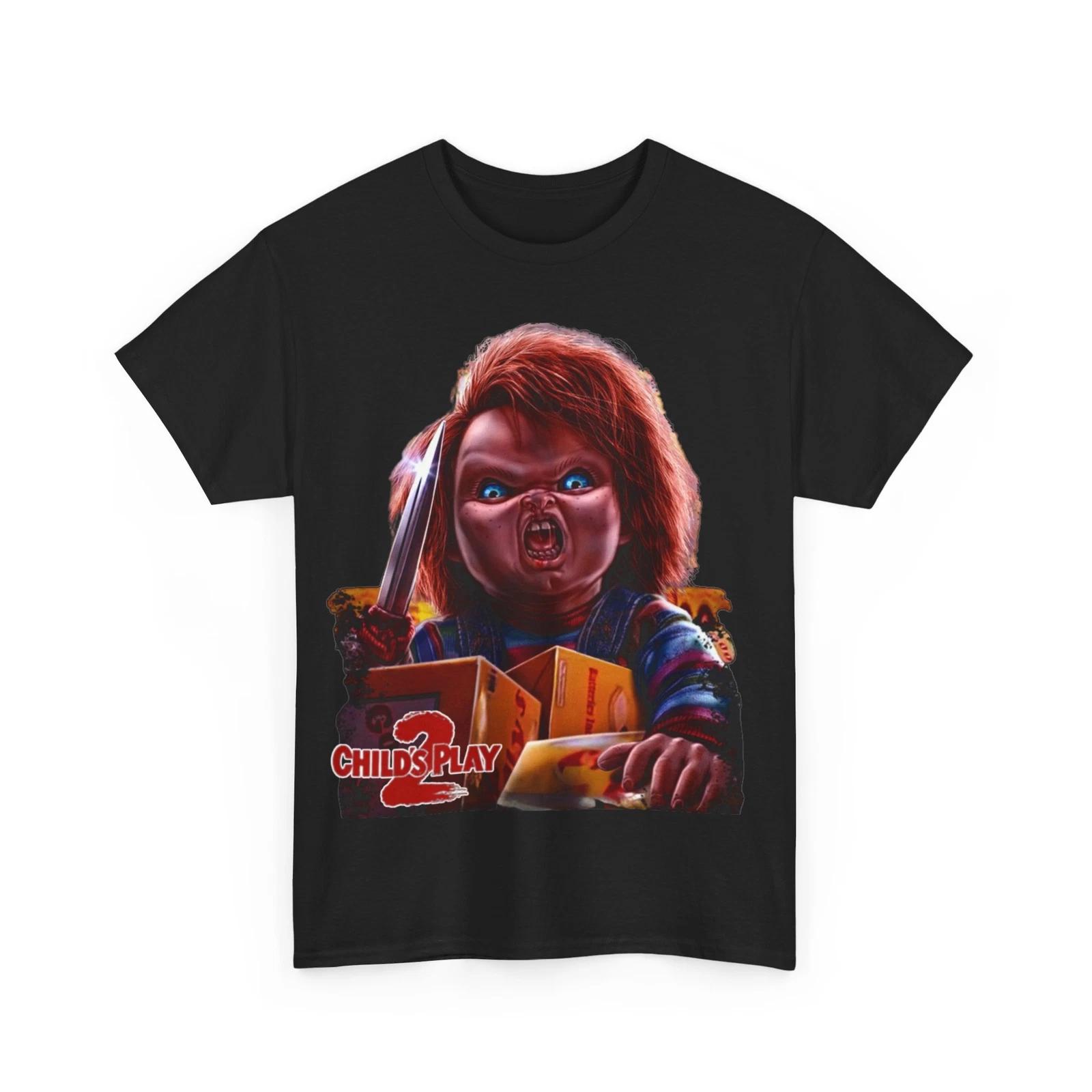 

Child’s Play 2 Movie 1990 Chucky Horror 100% Cotton T-shirt Mens Tees Top Unisex Heavy Cotton Tee XL