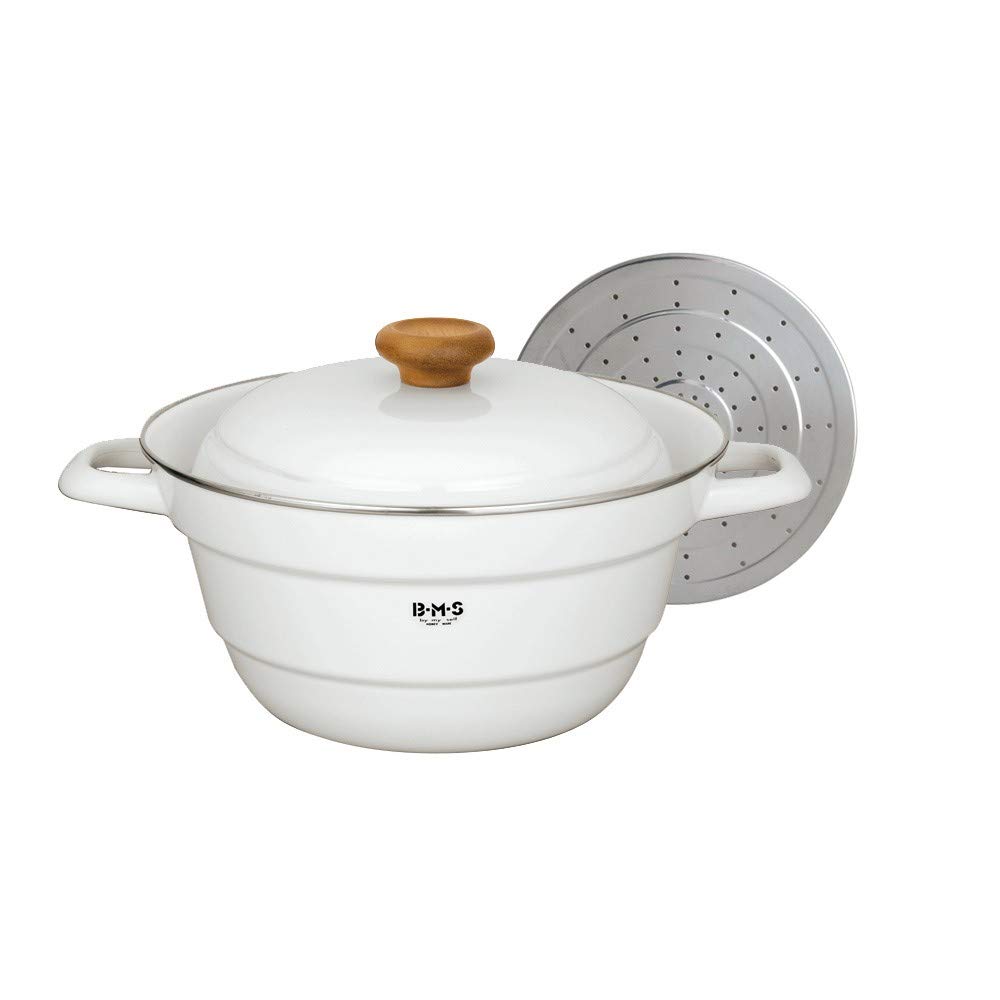 Pot for and Frying 27cm with Rack White All-purpose Multi-function Boiling, Simmering, Steaming, All-in-one (5.4L) BMP-27FW Y